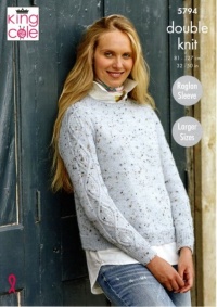 Knitting Pattern - King Cole 5794 - Homespun DK - Ladies Round and Stand Up Neck Sweaters